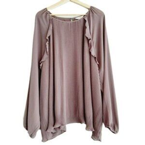 JOE FRESH / Flowy Boho Blouse Mauve Sheer Peasant Sleeves Sz 3X